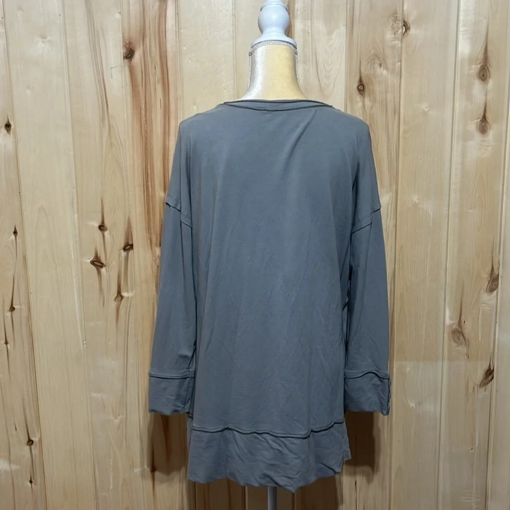 Soft Surroundings‎ Gray Oversized V-Neck Lagenlook Sweater Size XL